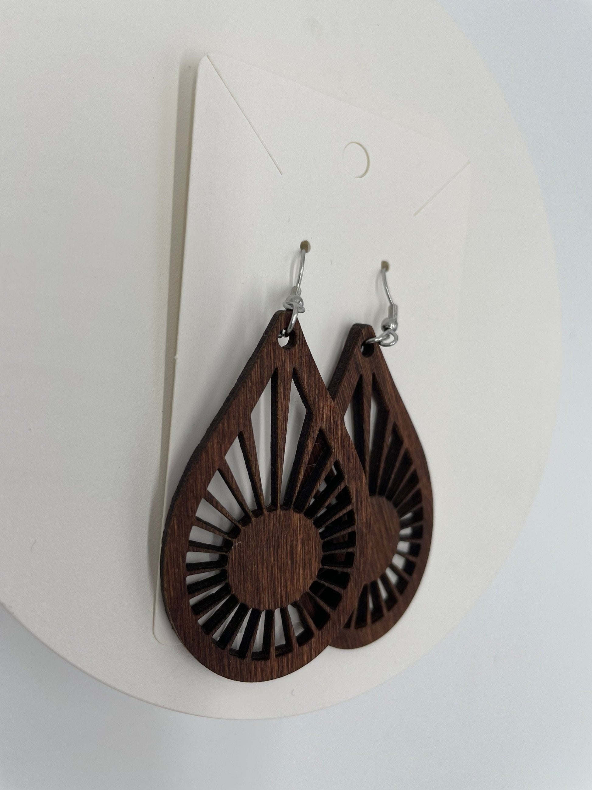 Geometric Style Wooden Earrings, Hypoallergenic