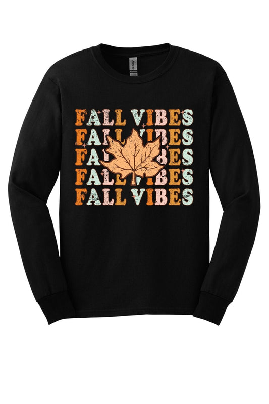 Fall Vibes; Long Sleeve and Short Sleeve Cotton Shirt, Adult Tee