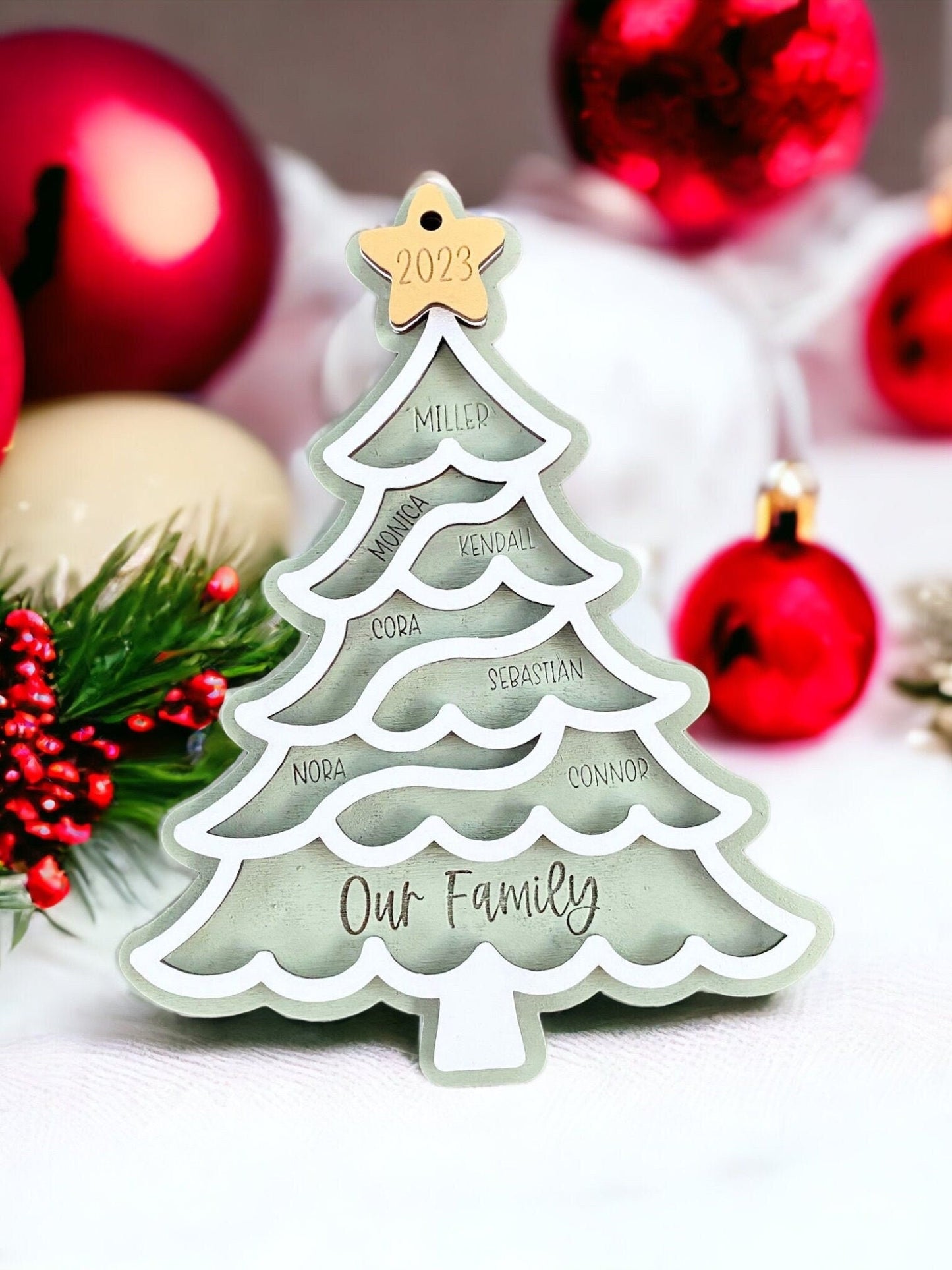 Personalized Christmas Tree Ornament, Wooden