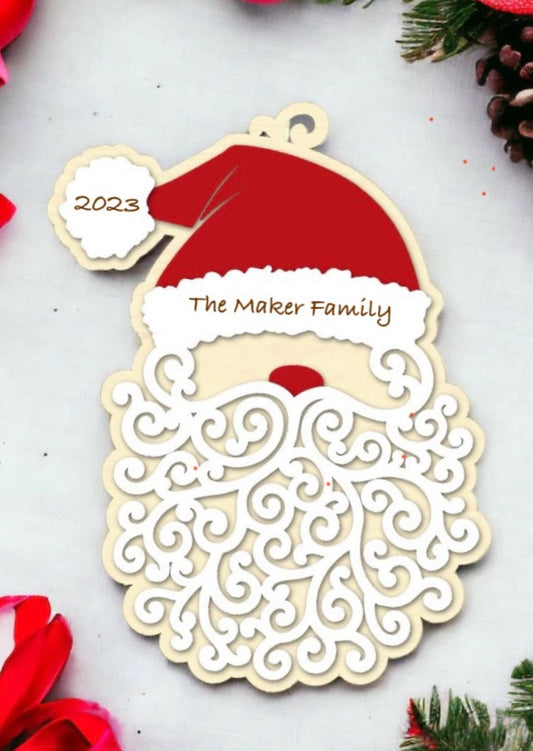 Personalized Santa Ornament,  Wooden Family Ornament