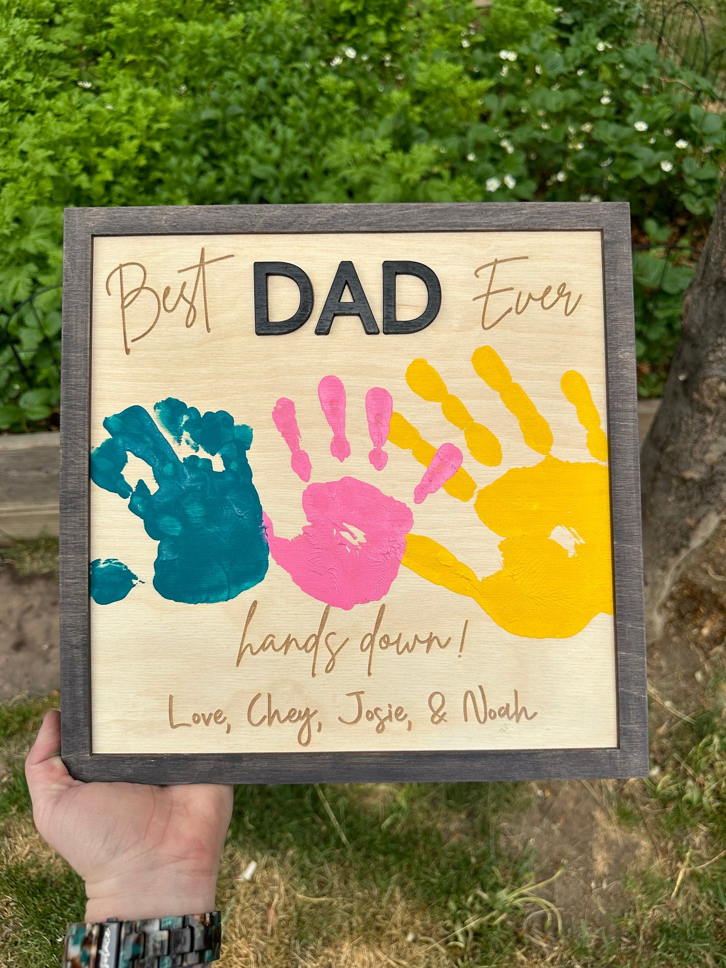 Gift for Dad from Kids - Personalized Wooden Sign for Dad, 'Best Dad Ever', Customizable, Handcrafted