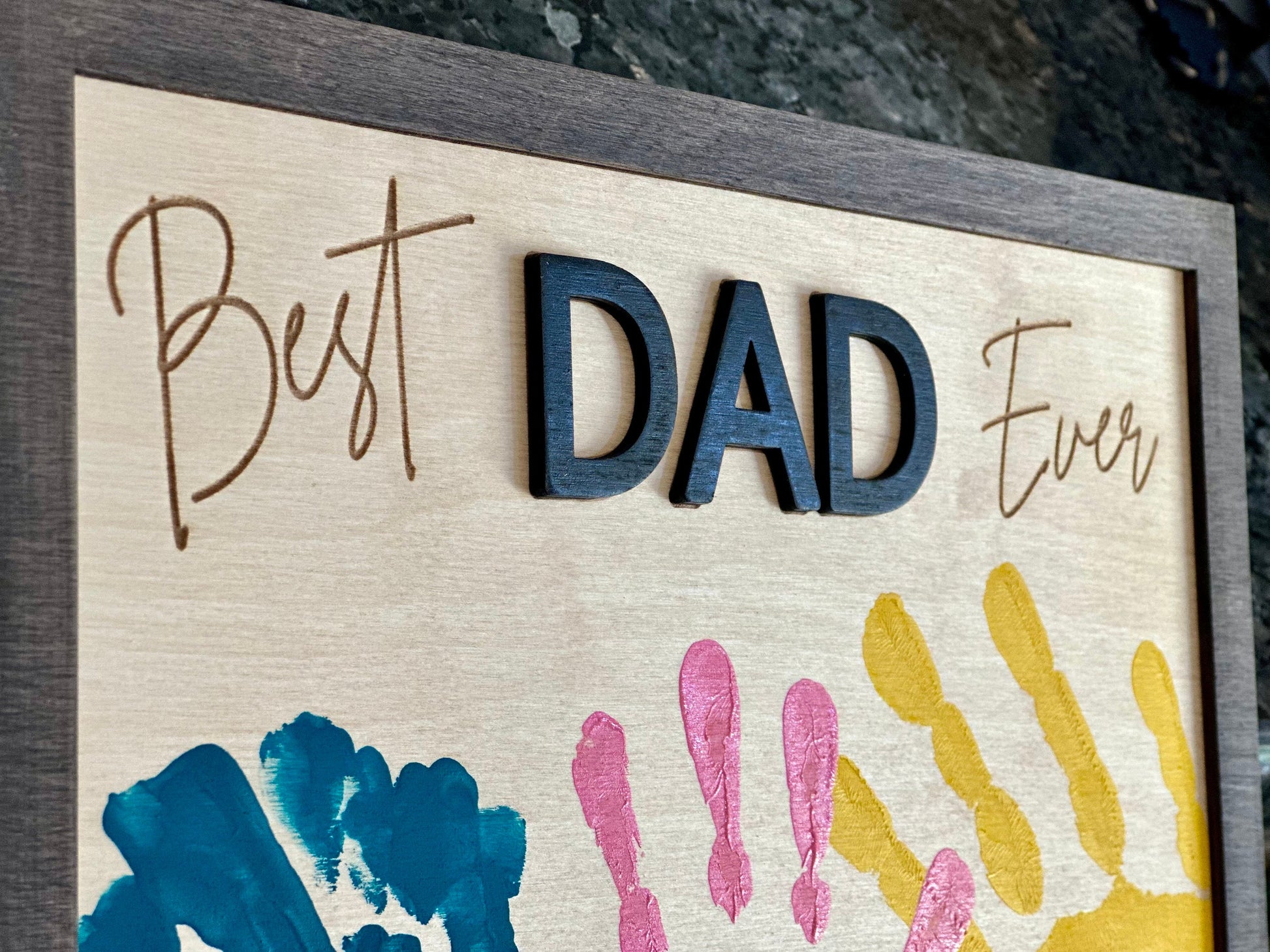 Gift for Dad from Kids - Personalized Wooden Sign for Dad, 'Best Dad Ever', Customizable, Handcrafted