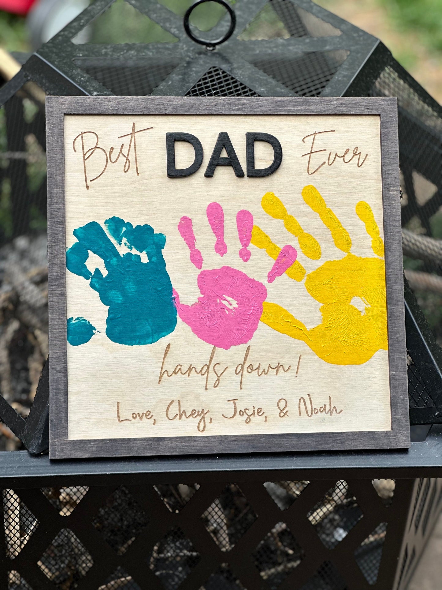 Gift for Dad from Kids - Personalized Wooden Sign for Dad, 'Best Dad Ever', Customizable, Handcrafted