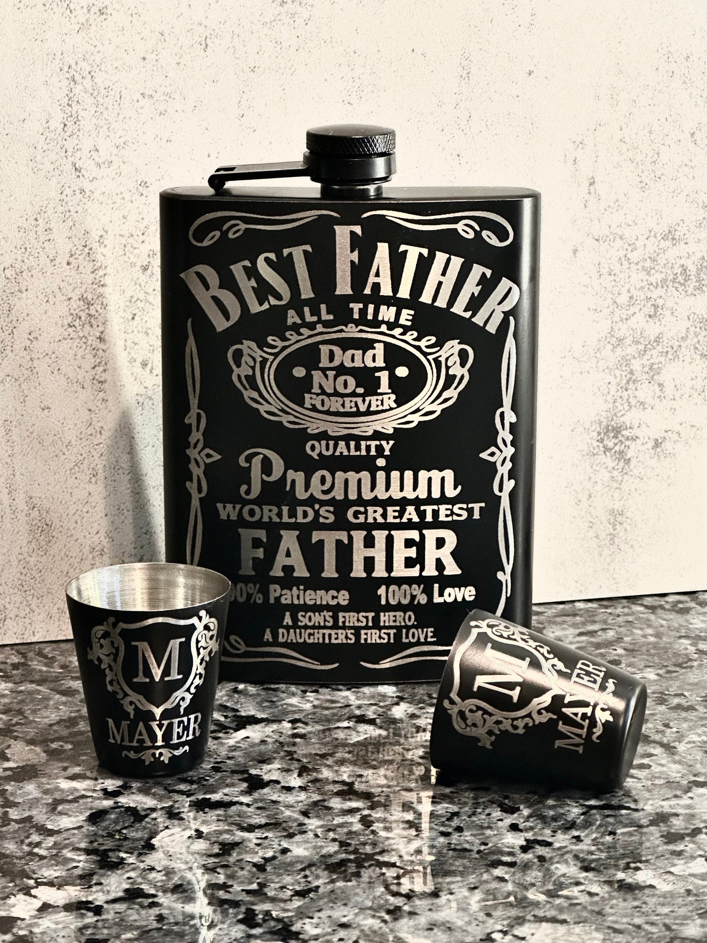 Flask and Shot Glass Set for Dad, Gifts for Father, Gift Set, 8oz Flask Set