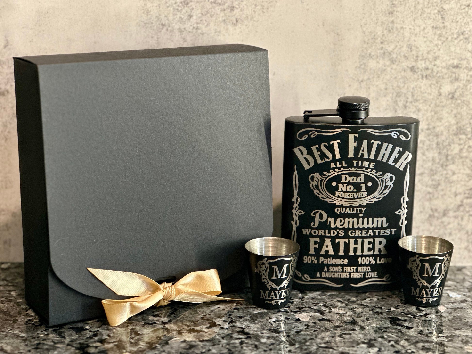 Flask and Shot Glass Set for Dad, Gifts for Father, Gift Set, 8oz Flask Set