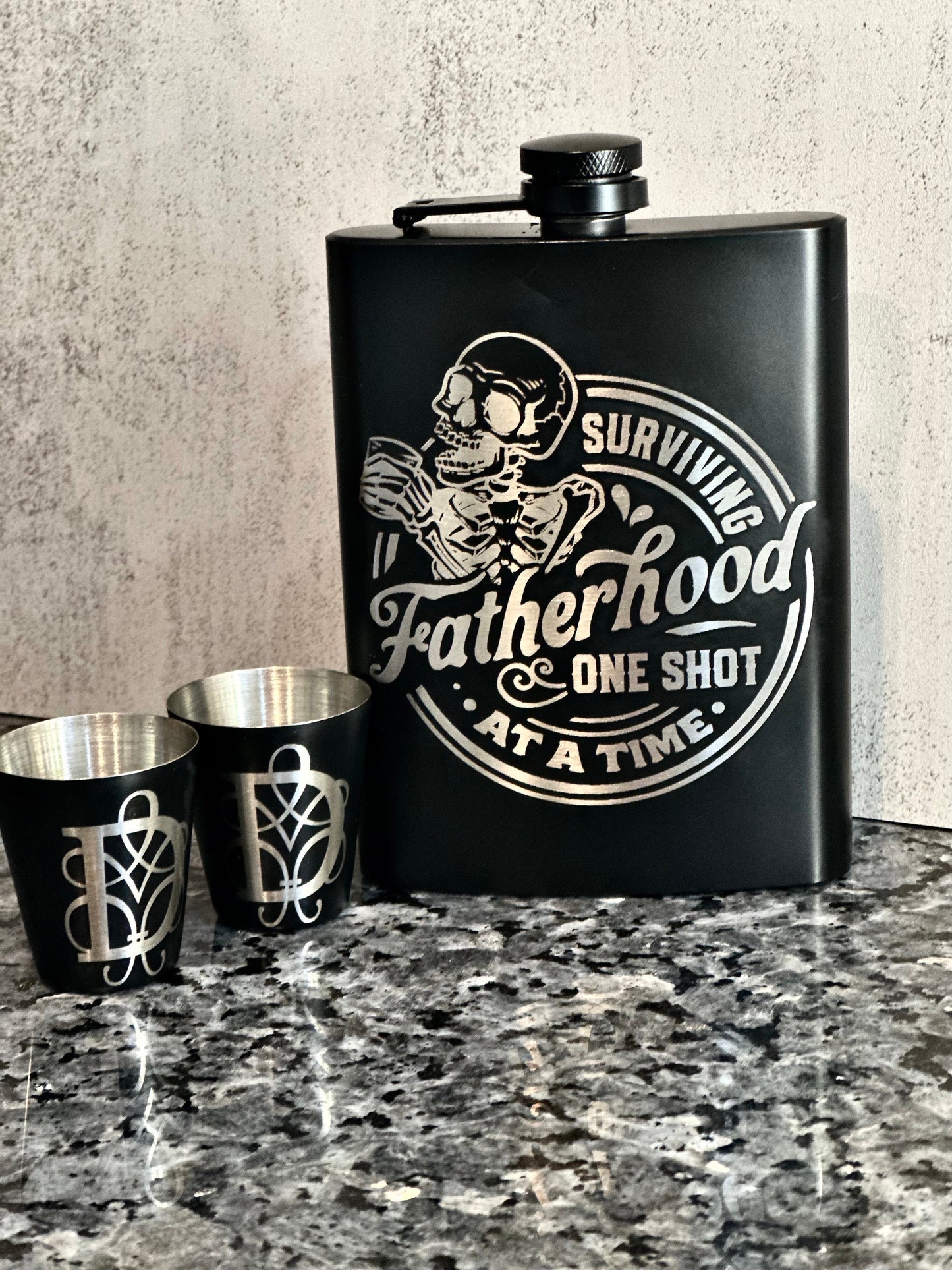 Flask and Shot Glass Set for Dad, Gifts for Father, Gift Set, 8oz Flask Set