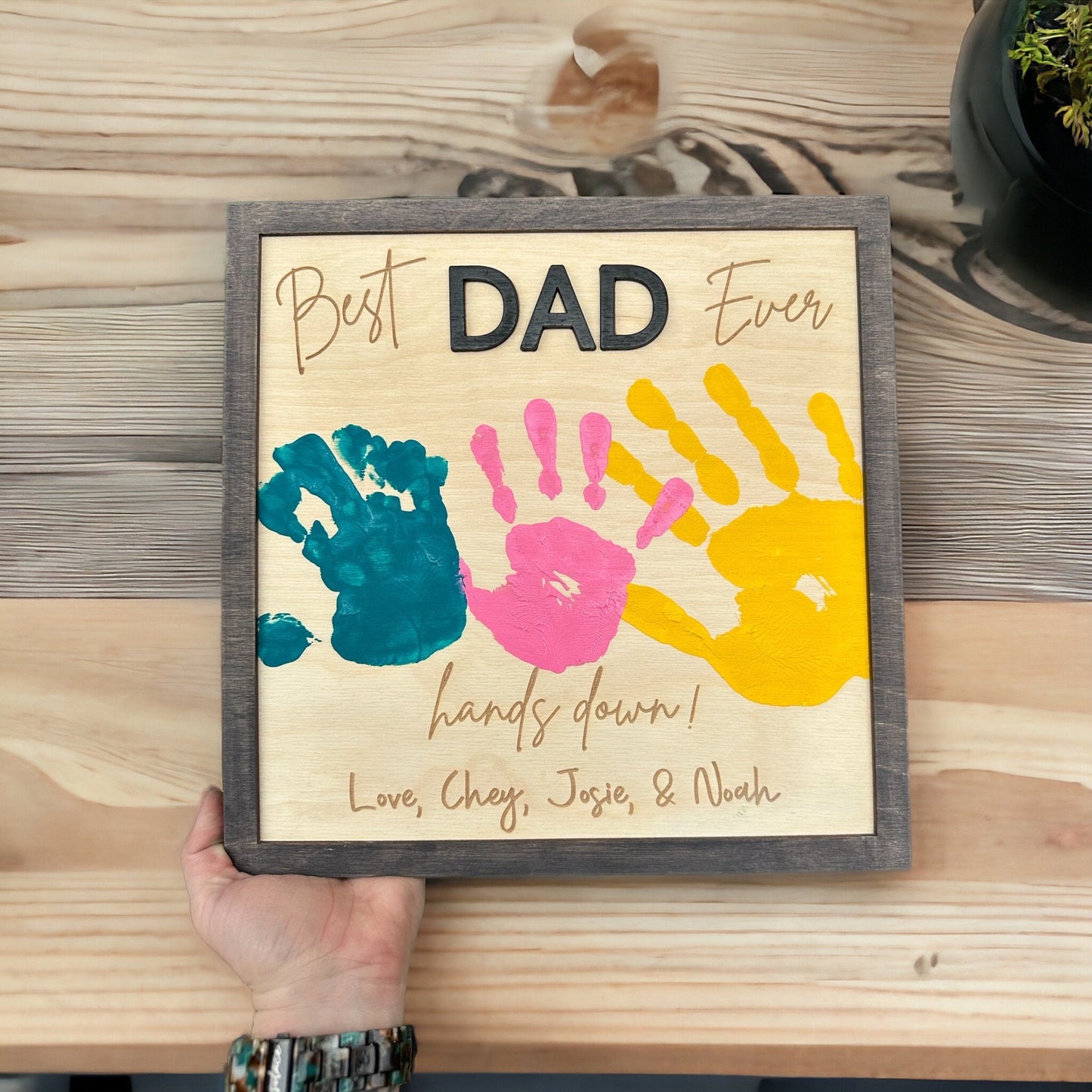 Gift for Dad from Kids - Personalized Wooden Sign for Dad, 'Best Dad Ever', Customizable, Handcrafted