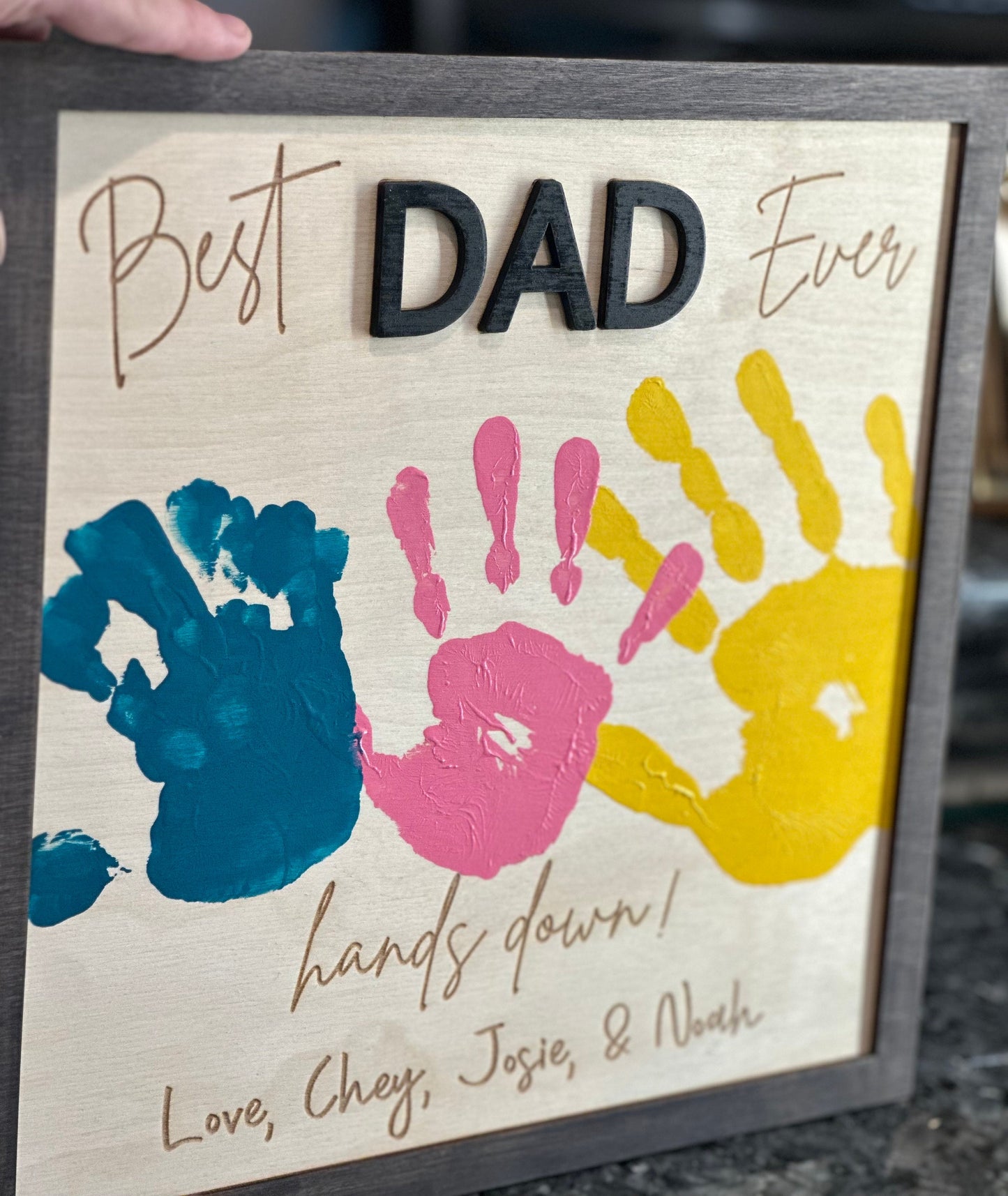 Gift for Dad from Kids - Personalized Wooden Sign for Dad, 'Best Dad Ever', Customizable, Handcrafted