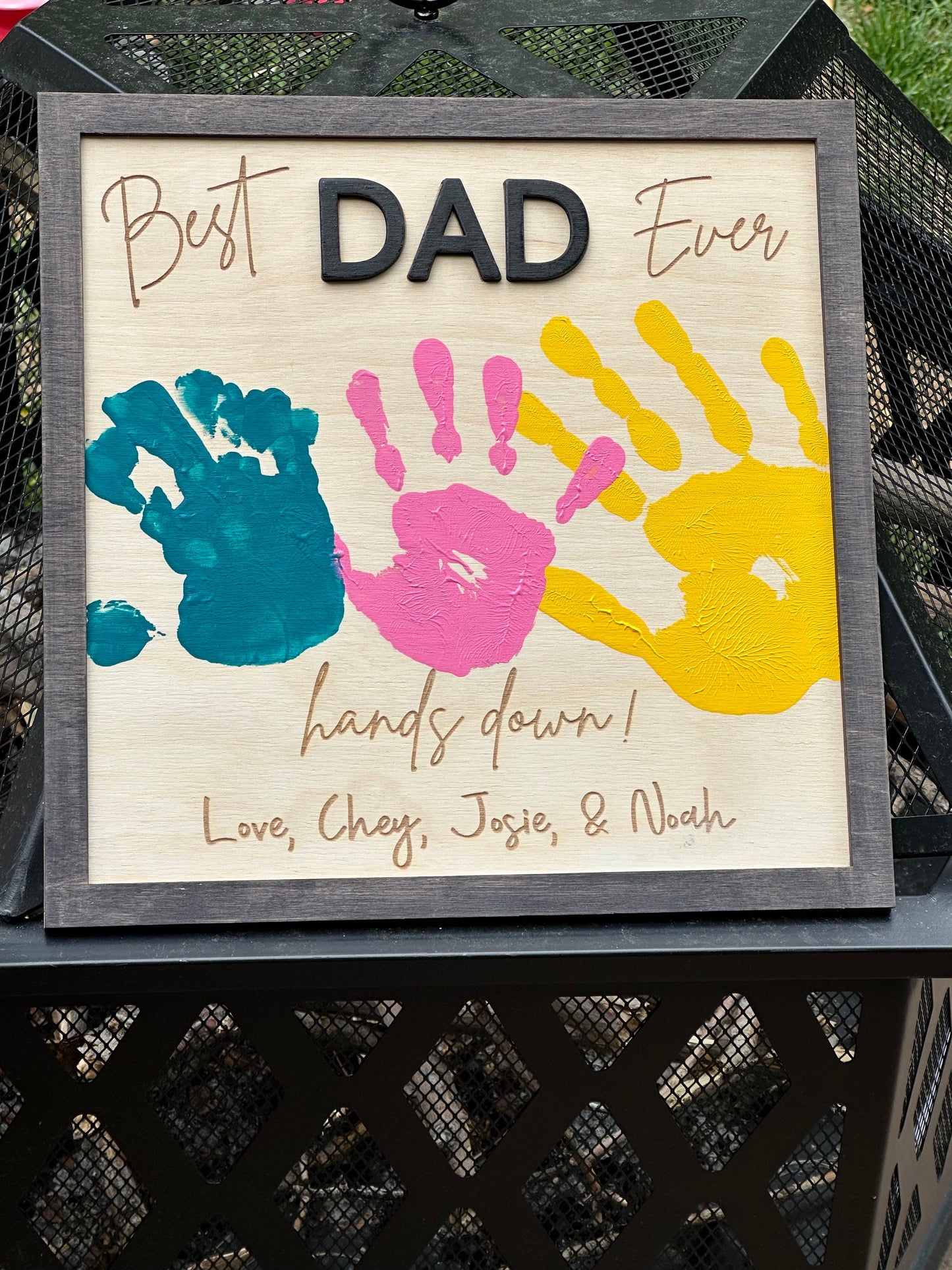 Gift for Dad from Kids - Personalized Wooden Sign for Dad, 'Best Dad Ever', Customizable, Handcrafted