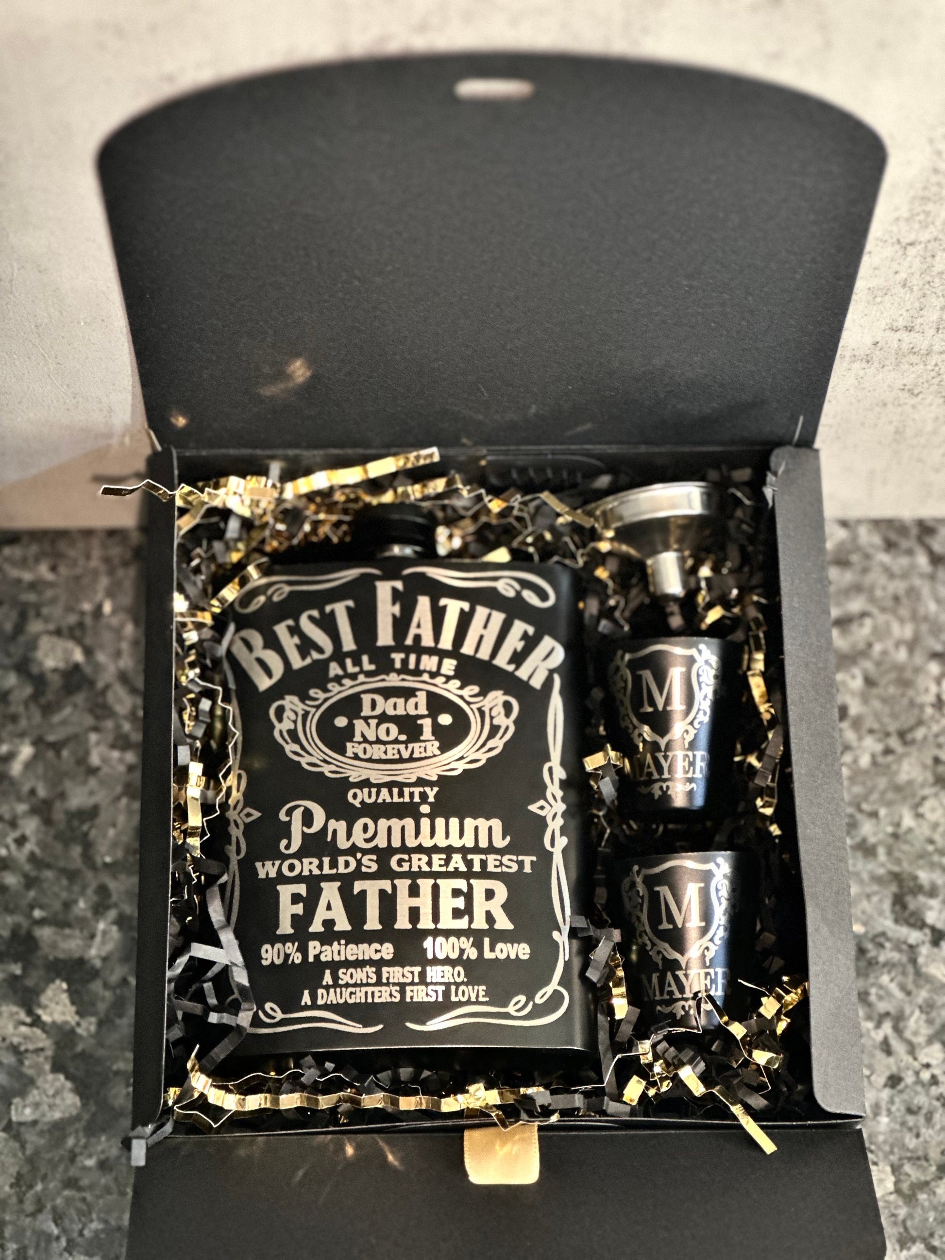 Flask and Shot Glass Set for Dad, Gifts for Father, Gift Set, 8oz Flask Set