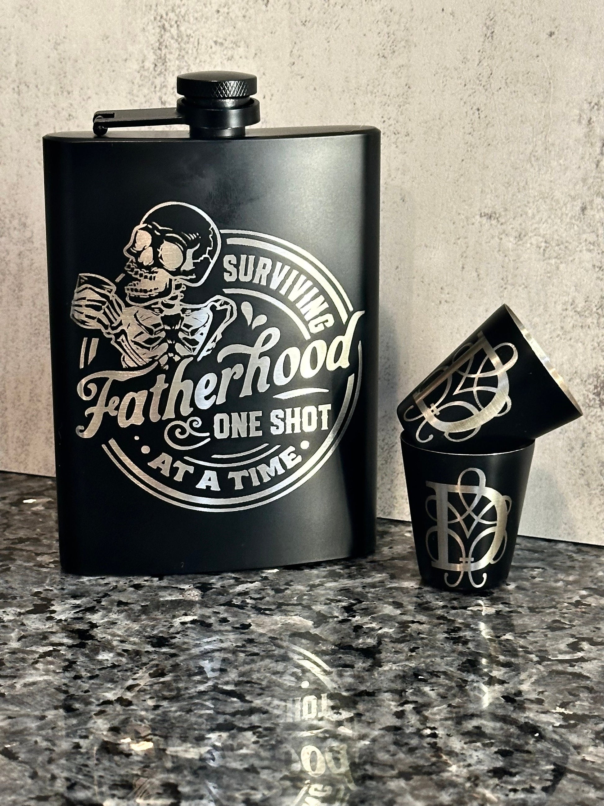 Flask and Shot Glass Set for Dad, Gifts for Father, Gift Set, 8oz Flask Set