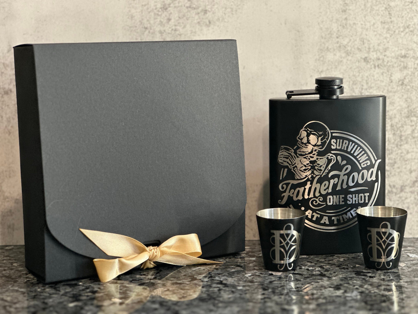 Flask and Shot Glass Set for Dad, Gifts for Father, Gift Set, 8oz Flask Set