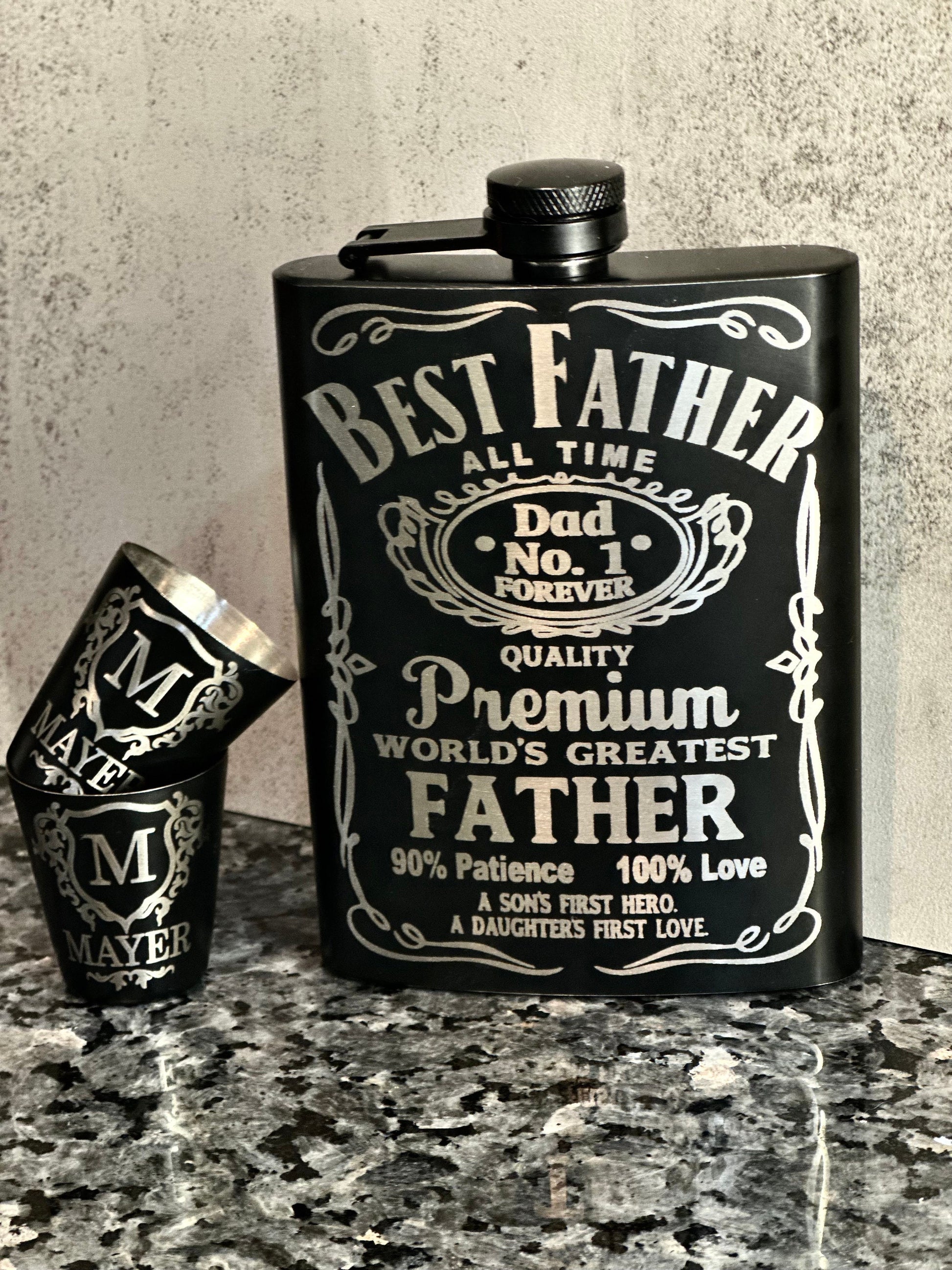 Flask and Shot Glass Set for Dad, Gifts for Father, Gift Set, 8oz Flask Set