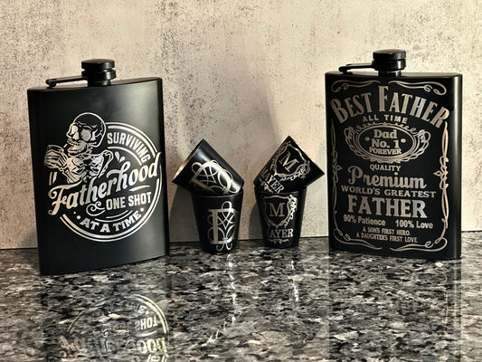 Flask and Shot Glass Set for Dad, Father’s Day Gift Set, 8oz Flask Set