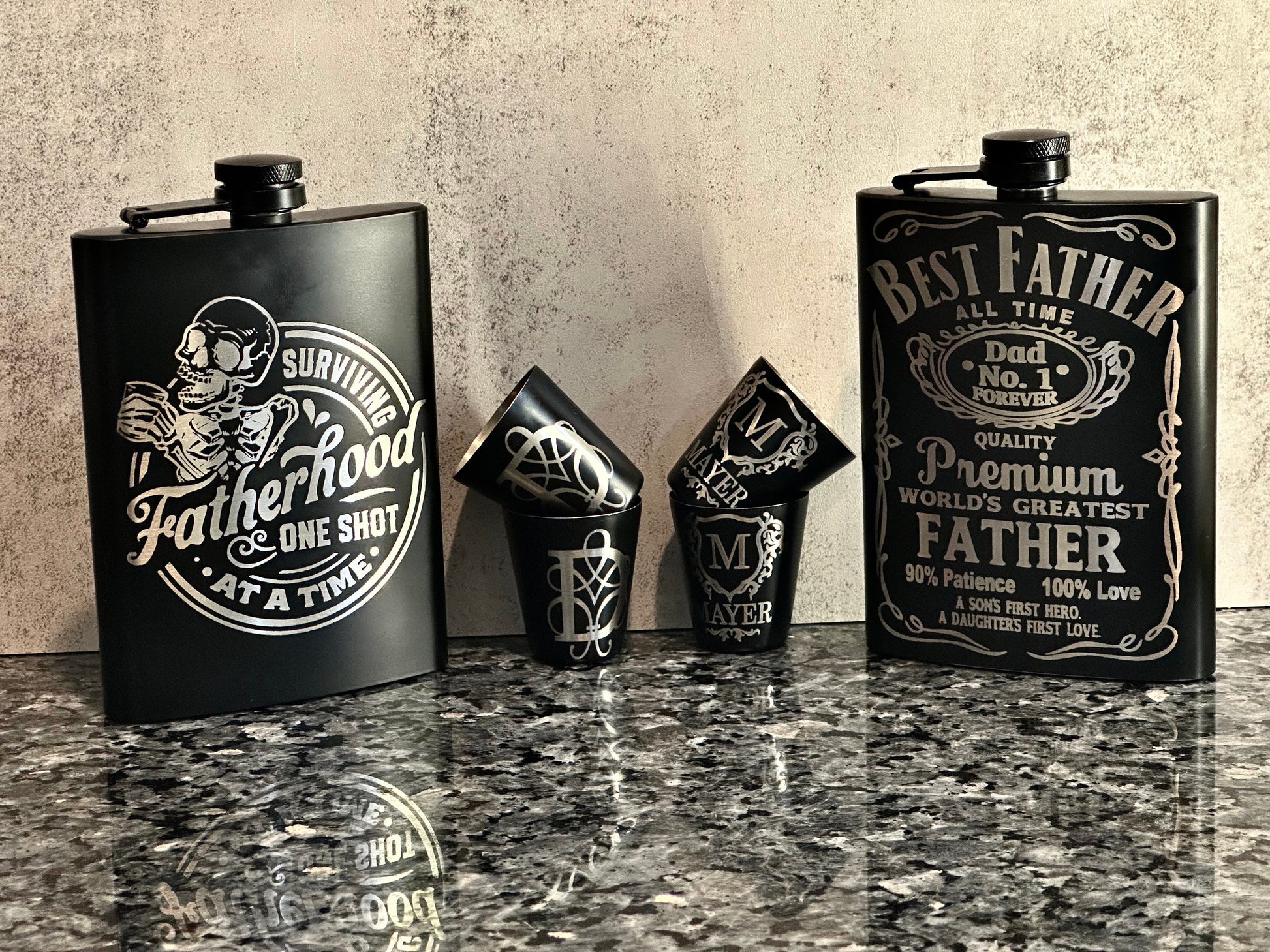 Flask and Shot Glass Set for Dad, Gifts for Father, Gift Set, 8oz Flask Set