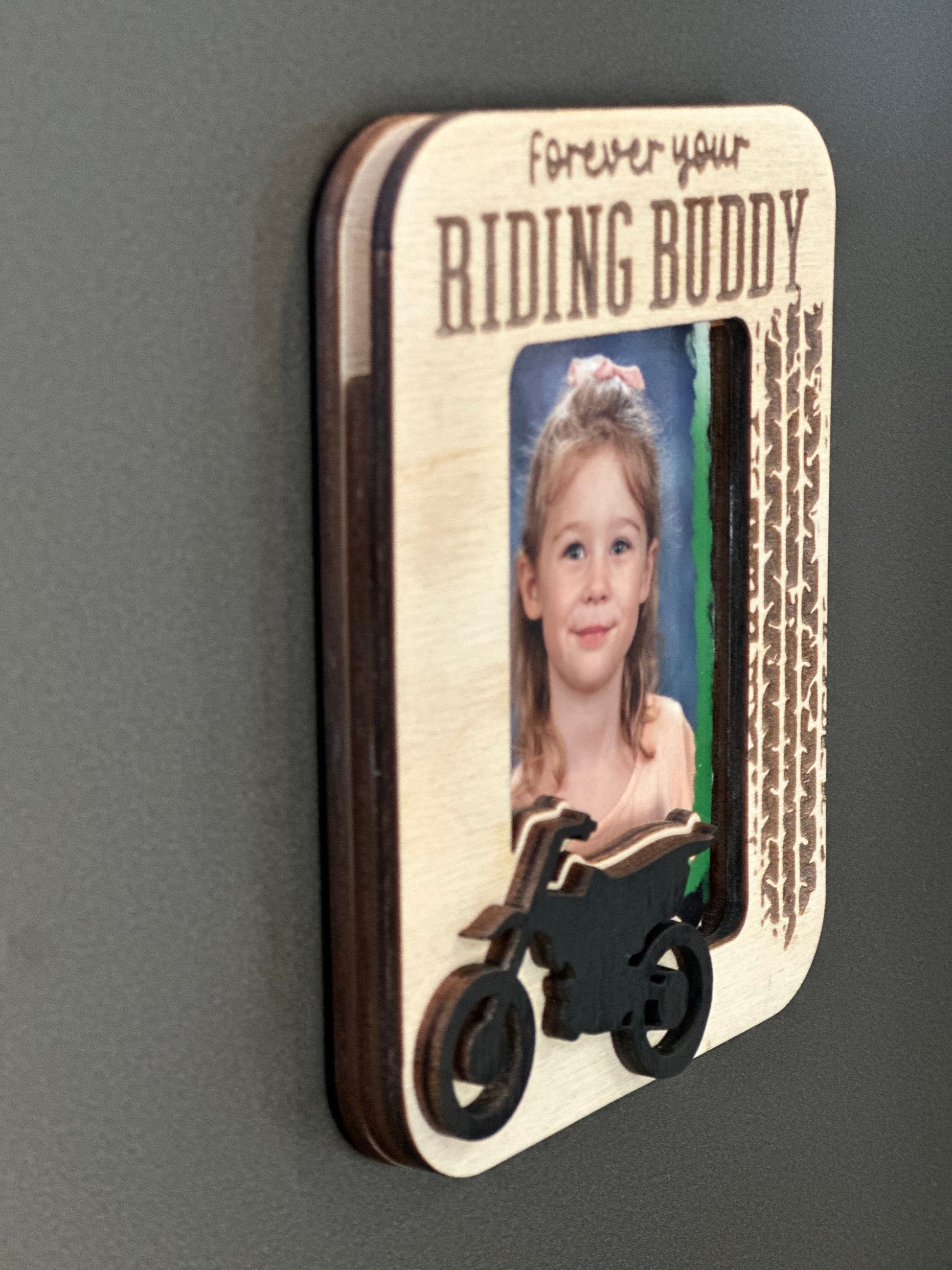 Refrigerator Photo Magnet, Gift for Dad, Motocross Riding Buddy Picture Holder