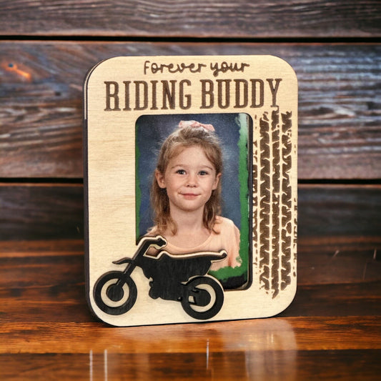 Refrigerator Photo Magnet, Father’s Day, Motocross Riding Buddy Picture Holder