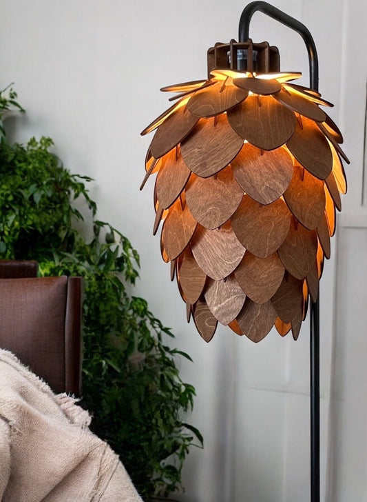 Unique Handcrafted Wooden Hop Pendant Lamp, Pinecone Lamp, Chandelier, Floor Lamp