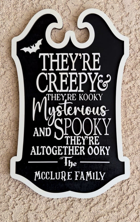 Halloween Home Decor; Personalized Wooden Wall Art, Spooky Sign, Creepy and Kooky Halloween Family Sign